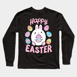 Happy Easter Day Cute Easter bunny holding an egg Long Sleeve T-Shirt